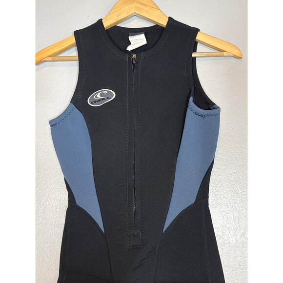 Oneill Front Zip Sleeveless Full Wetsuit Wet Suit Womens 8 Black Blue Surf Gear - Picture 2 of 7